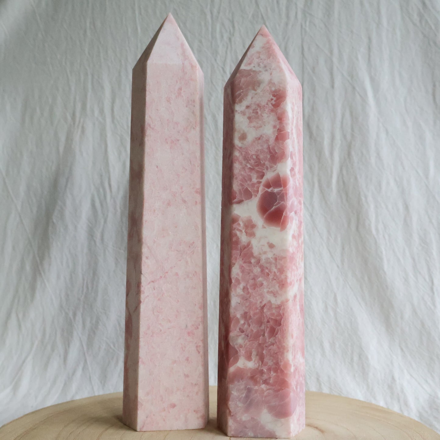 XL natural pink opal towers