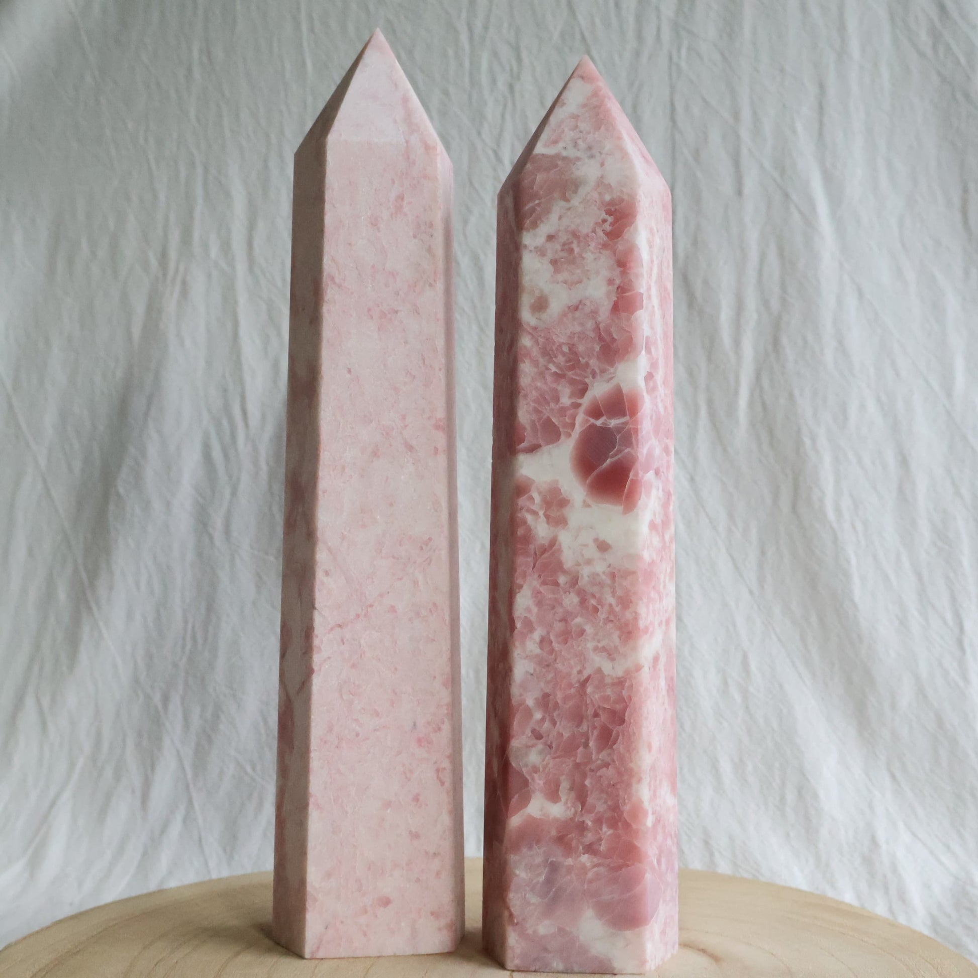 XL natural pink opal towers