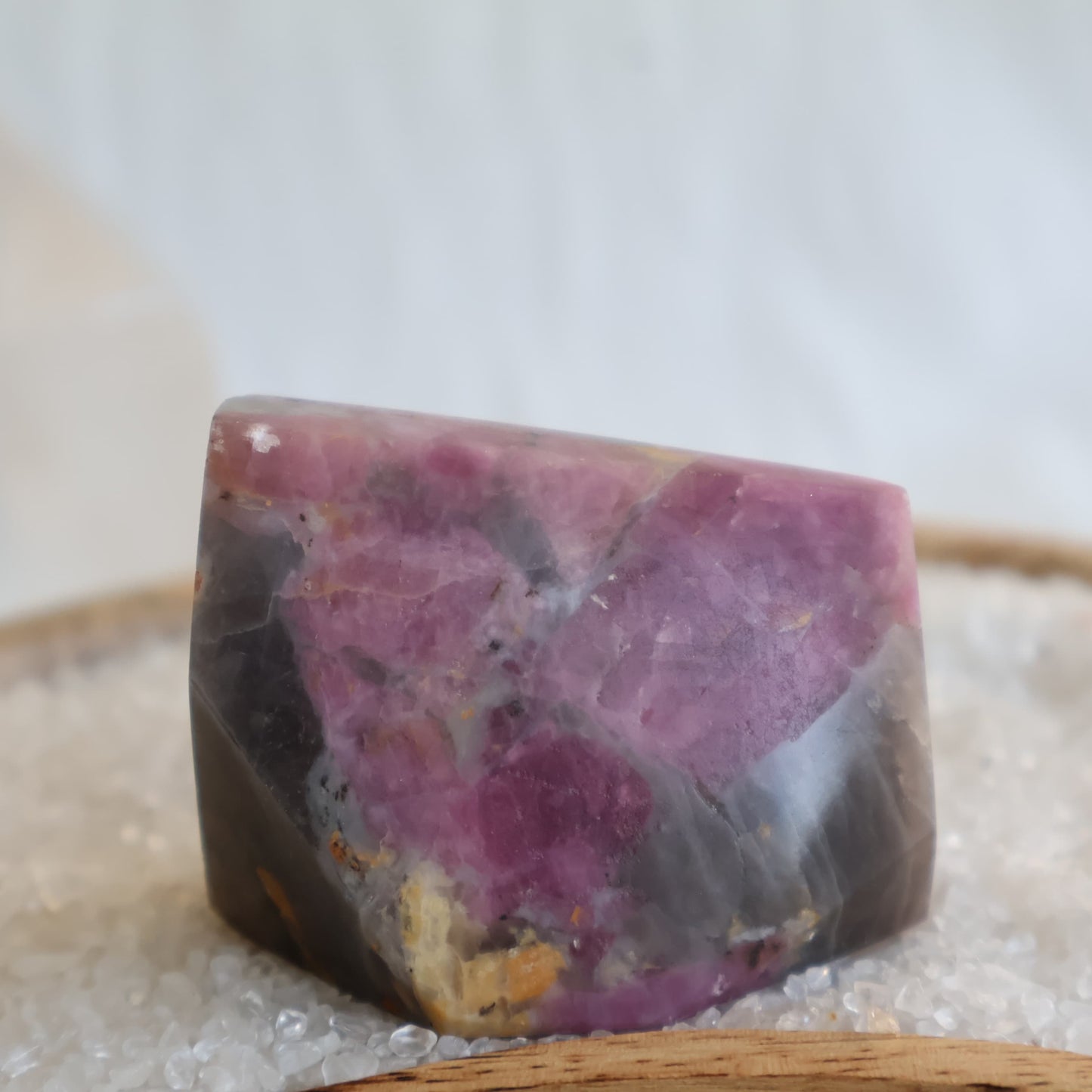 Pink Tourmaline freeform with smoky quartz and natural pink inclusions