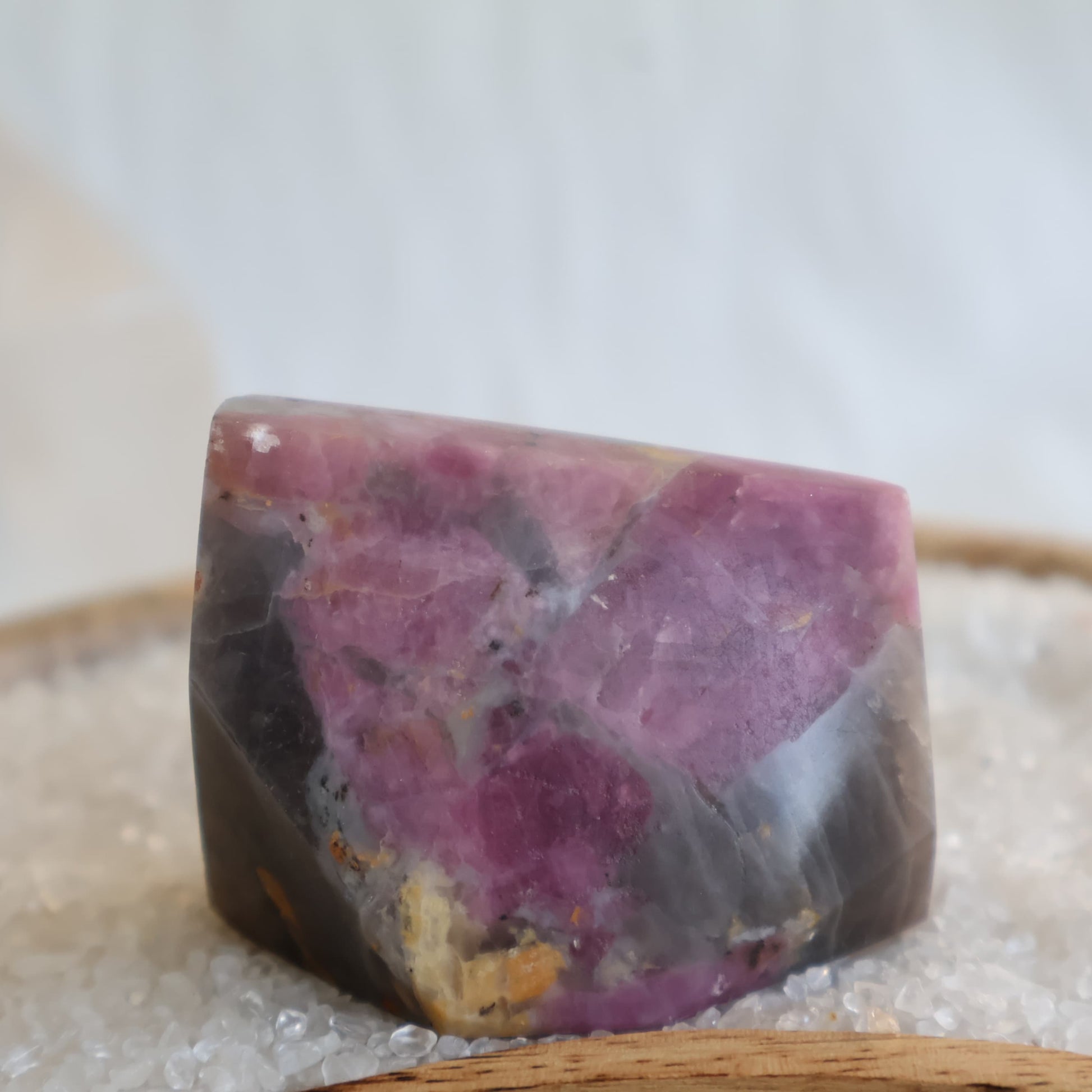Pink Tourmaline freeform with smoky quartz and natural pink inclusions