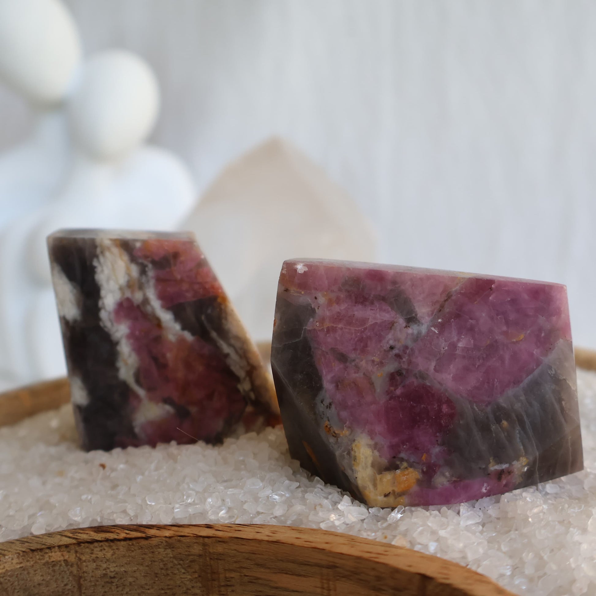 Pink Tourmaline freeform with smoky quartz and natural pink inclusions
