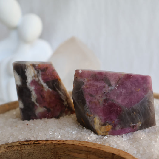 Pink Tourmaline freeform with smoky quartz and natural pink inclusions
