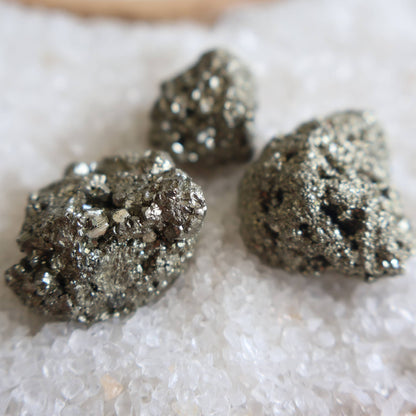 small pyrite rough chunks natural metallic crystal gold tone raw stone cluster