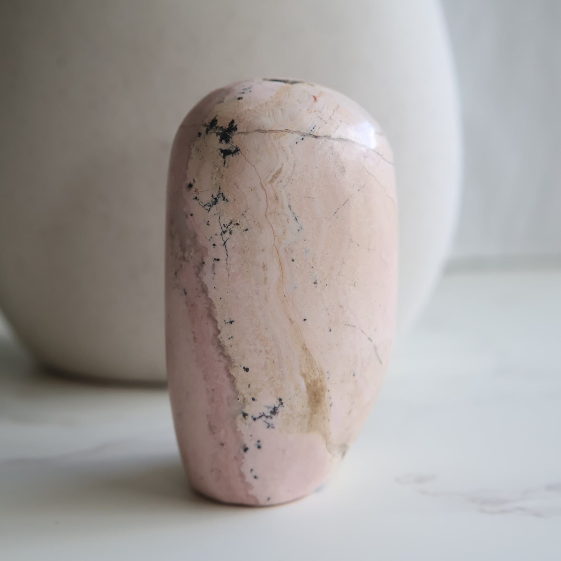 rhodonite freeform light pink crystal polished piece 7cm 250g