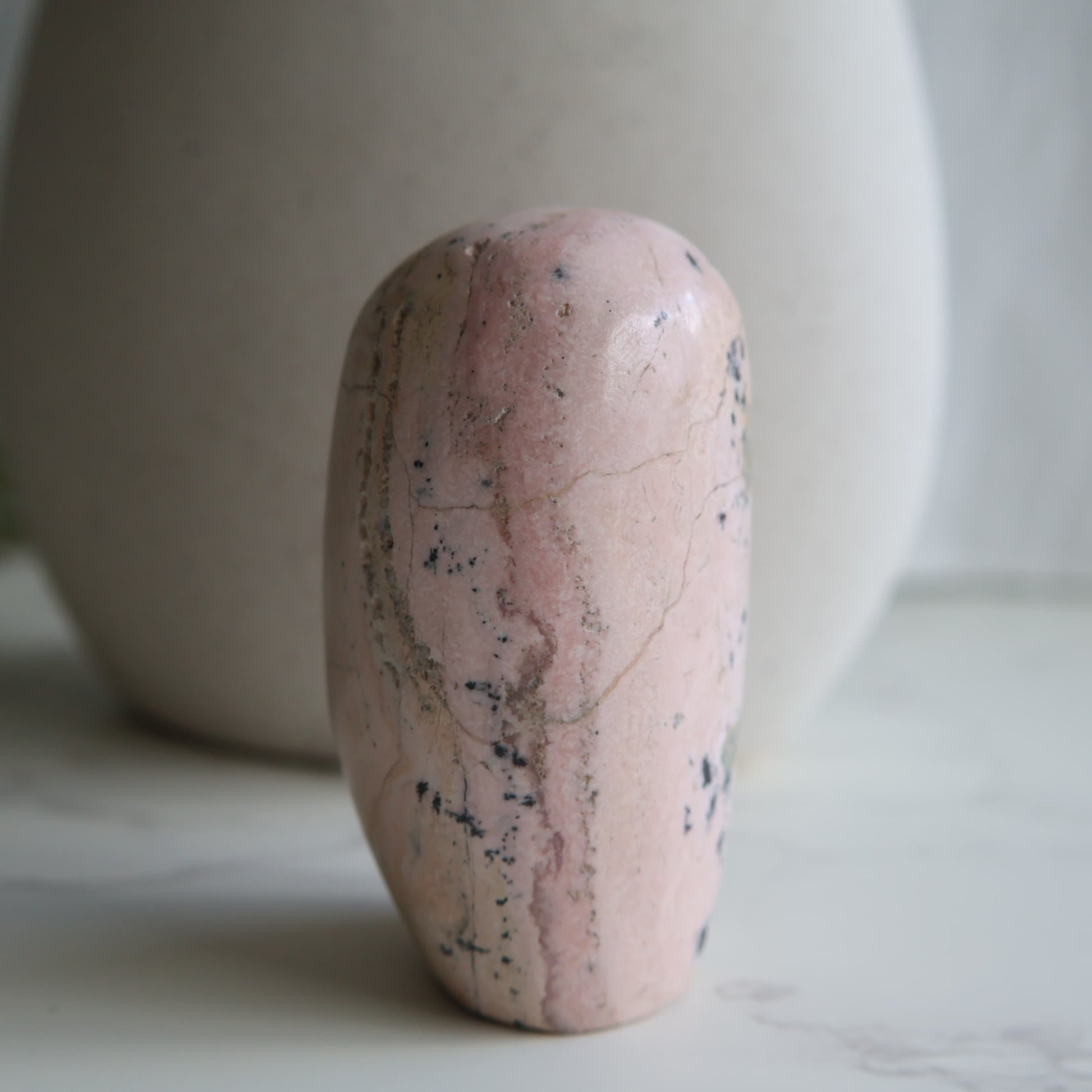 rhodonite freeform light pink crystal polished piece 7cm 250g