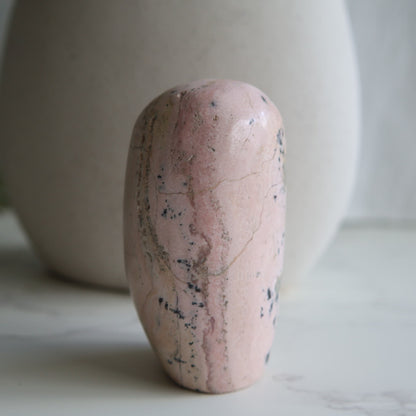 rhodonite freeform light pink crystal polished piece 7cm 250g