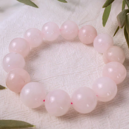 rose quartz large bead bracelet natural healing crystal