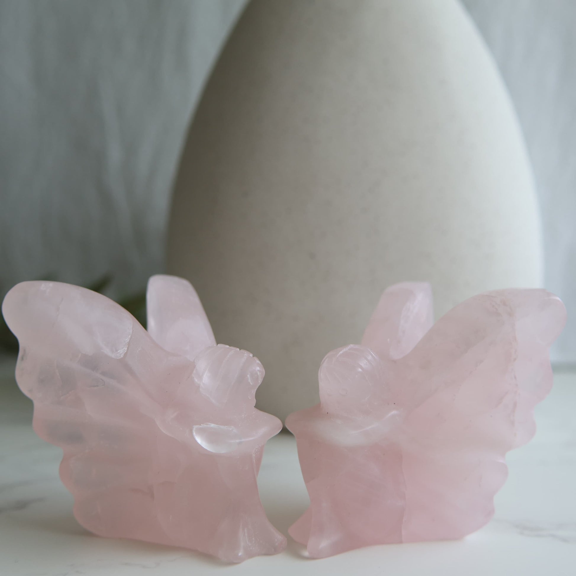 large crystal fairy carving clear quartz or rose quartz 5cm tall pink or clear crystal figurine