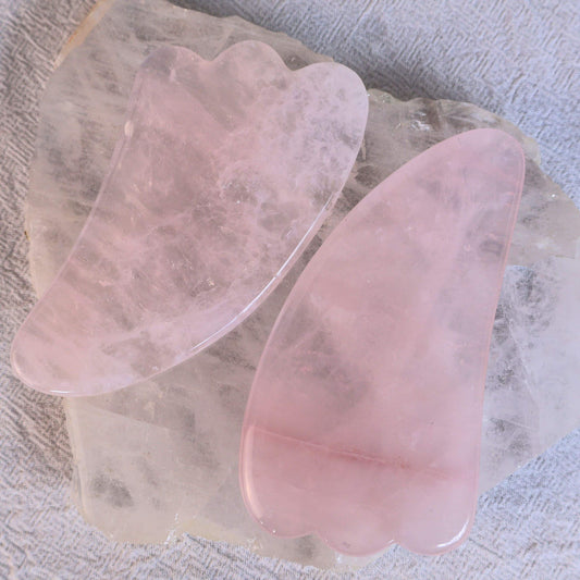 Rose quartz gua sha facial shaper polished natural crystal – Stonewild