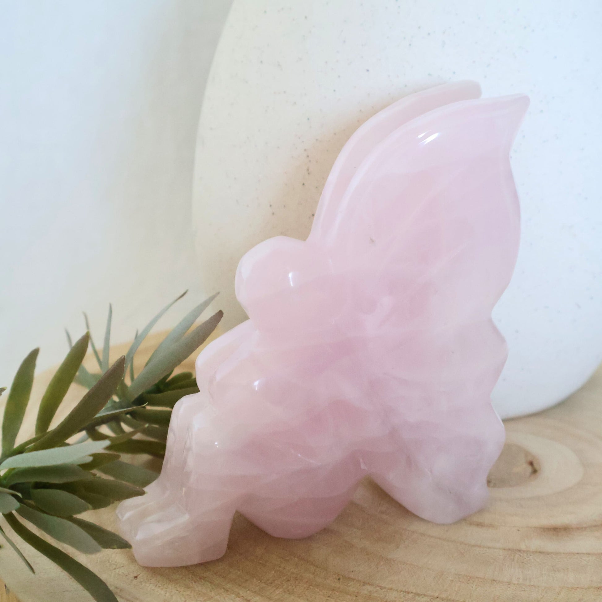 natural rose quartz large fairy carving