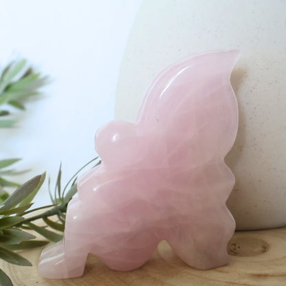 natural rose quartz large fairy carving