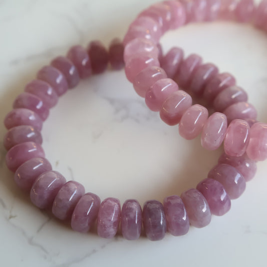 madagascar rose quartz oval bead bracelet deep pink lilac crystal bracelet 8mm
