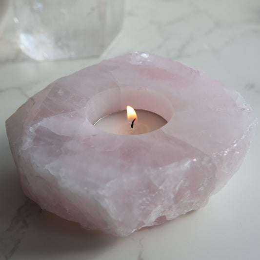 rose quartz raw tealight candle holder exact piece stonewild australia