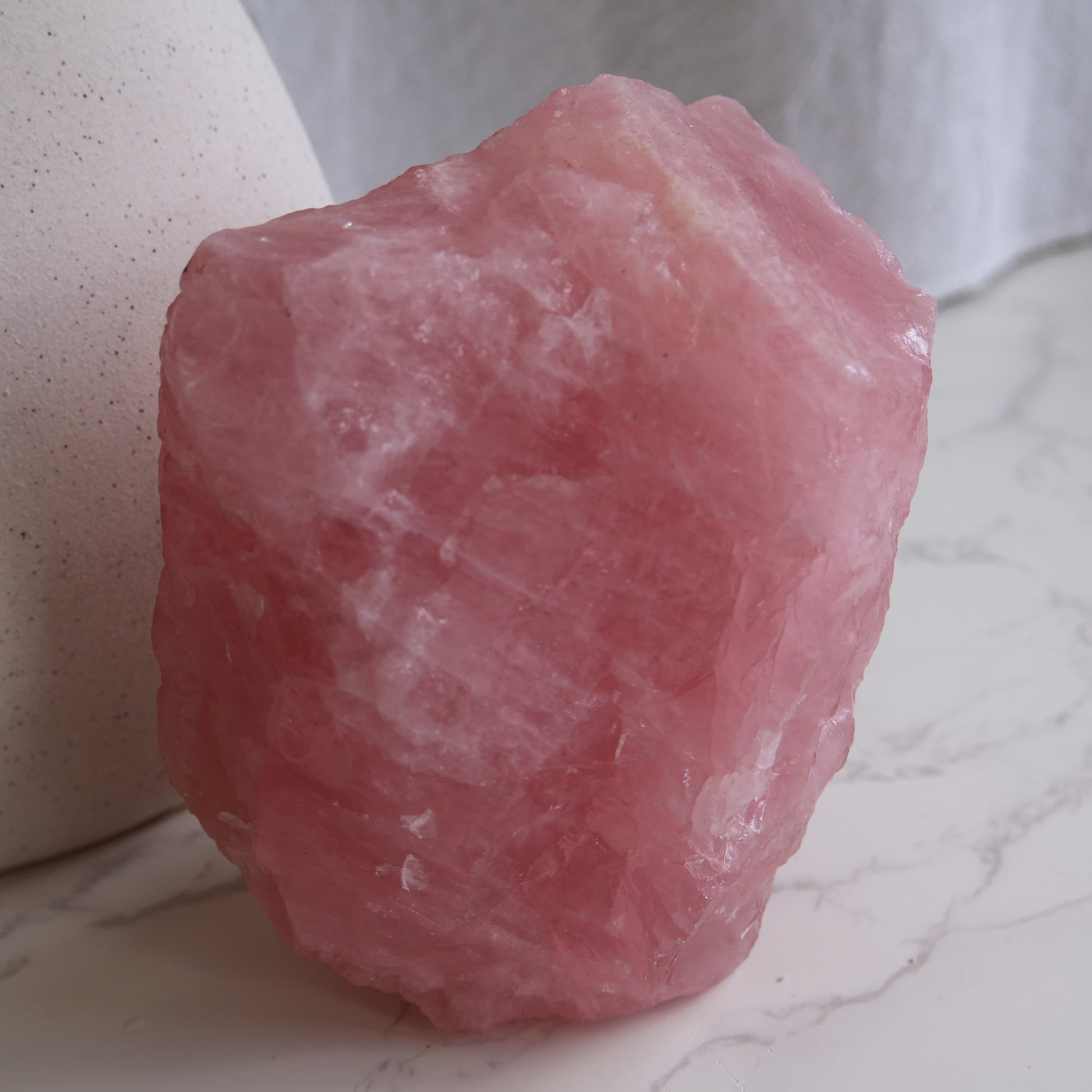 Dark pink Rose Quartz raw chunk natural crystal with rich colour and rough formation