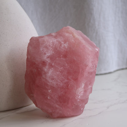 Dark pink Rose Quartz raw chunk natural crystal with rich colour and rough formation