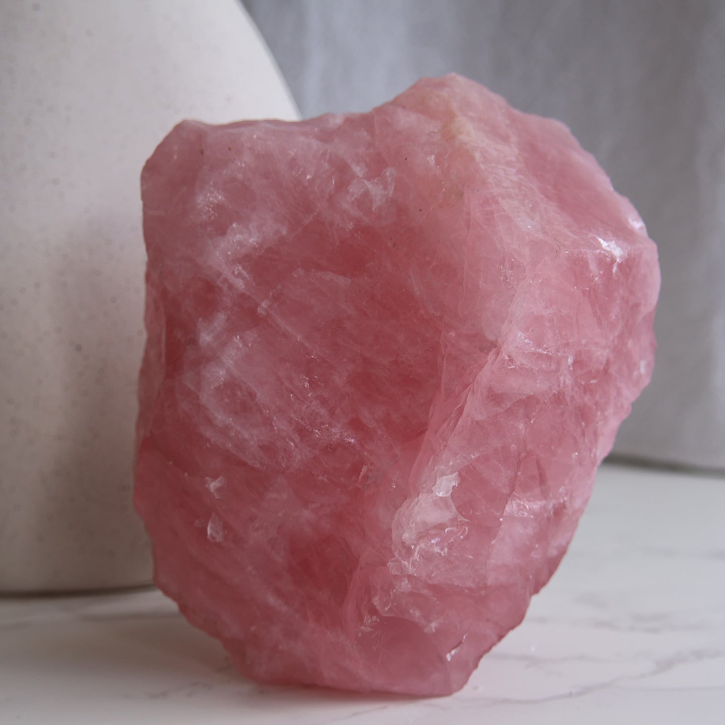 Dark pink Rose Quartz raw chunk natural crystal with rich colour and rough formation