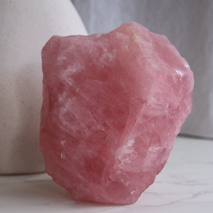 Dark pink Rose Quartz raw chunk natural crystal with rich colour and rough formation