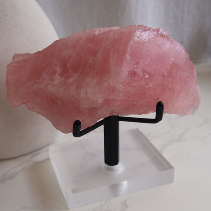Dark pink Rose Quartz raw chunk natural crystal with rich colour and rough formation