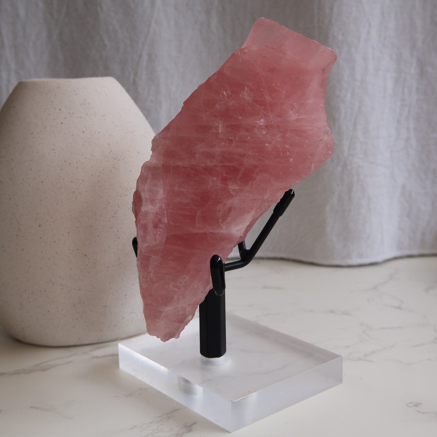 Dark pink Rose Quartz raw chunk natural crystal with rich colour and rough formation