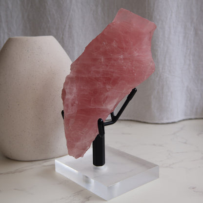 Dark pink Rose Quartz raw chunk natural crystal with rich colour and rough formation