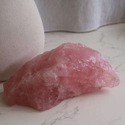 Dark pink Rose Quartz raw chunk natural crystal with rich colour and rough formation
