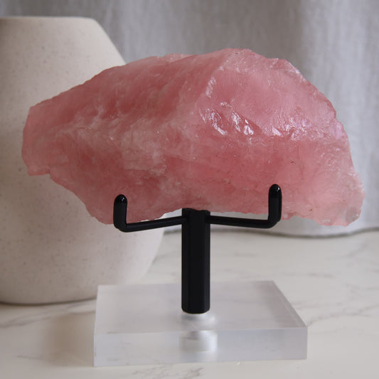 Dark pink Rose Quartz raw chunk natural crystal with rich colour and rough formation