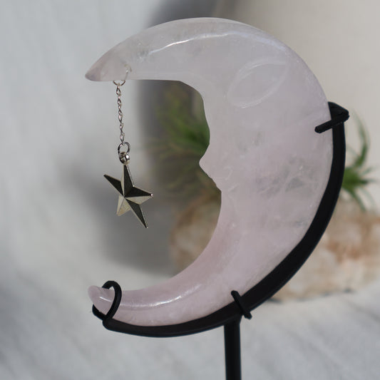 Rose Quartz | Moon Carving on Stand