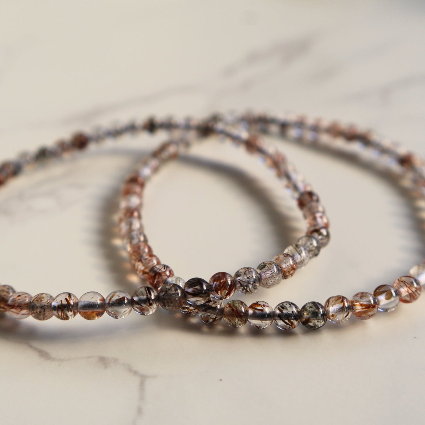 Rutilated quartz 4mm bracelet with golden inclusions minimalist crystal jewellery