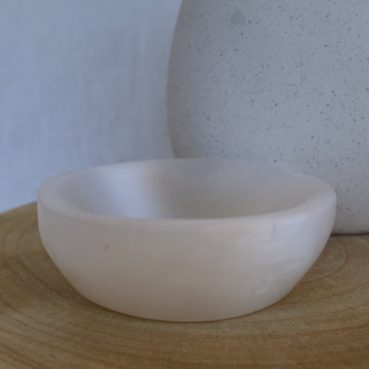 luminous satin spar 10cm bowl for cleansing crystals and accessories