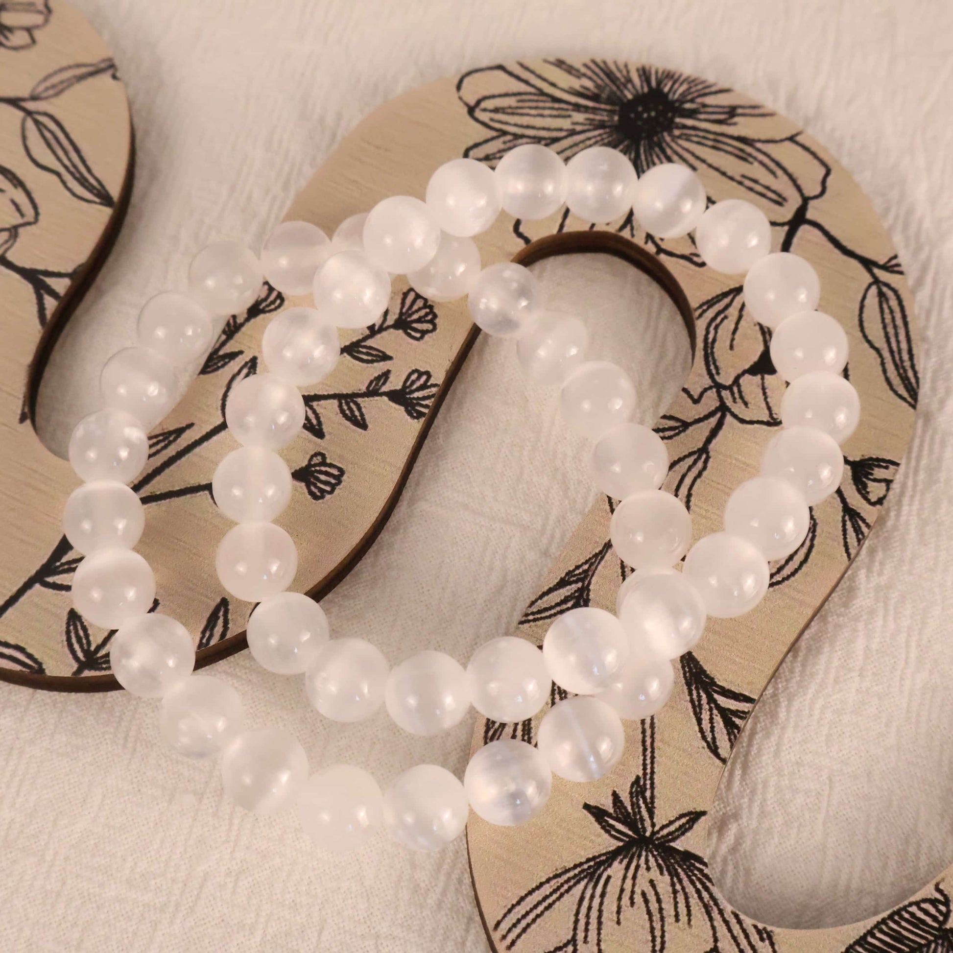 Selenite Satin Spar Bracelet Natural Healing Crystal 