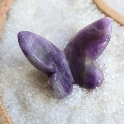 Crystal butterfly carvings available in Rose Quartz, Clear Quartz, Dream Amethyst, Fluorite