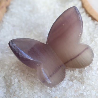 Crystal butterfly carvings available in Rose Quartz, Clear Quartz, Dream Amethyst, Fluorite