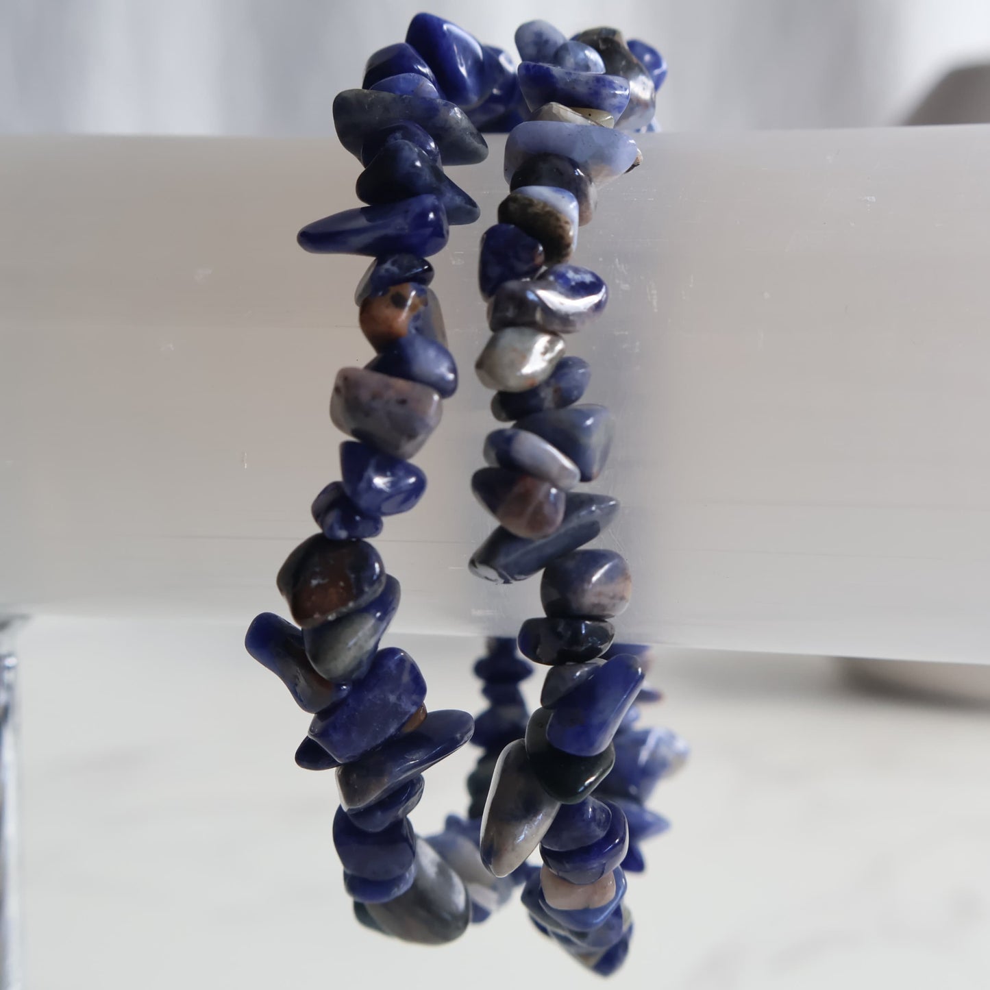 sodalite chip bracelet deep blue natural stone chip bead bracelet