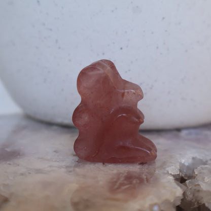 strawberry quartz mini fairy carving natural crystal