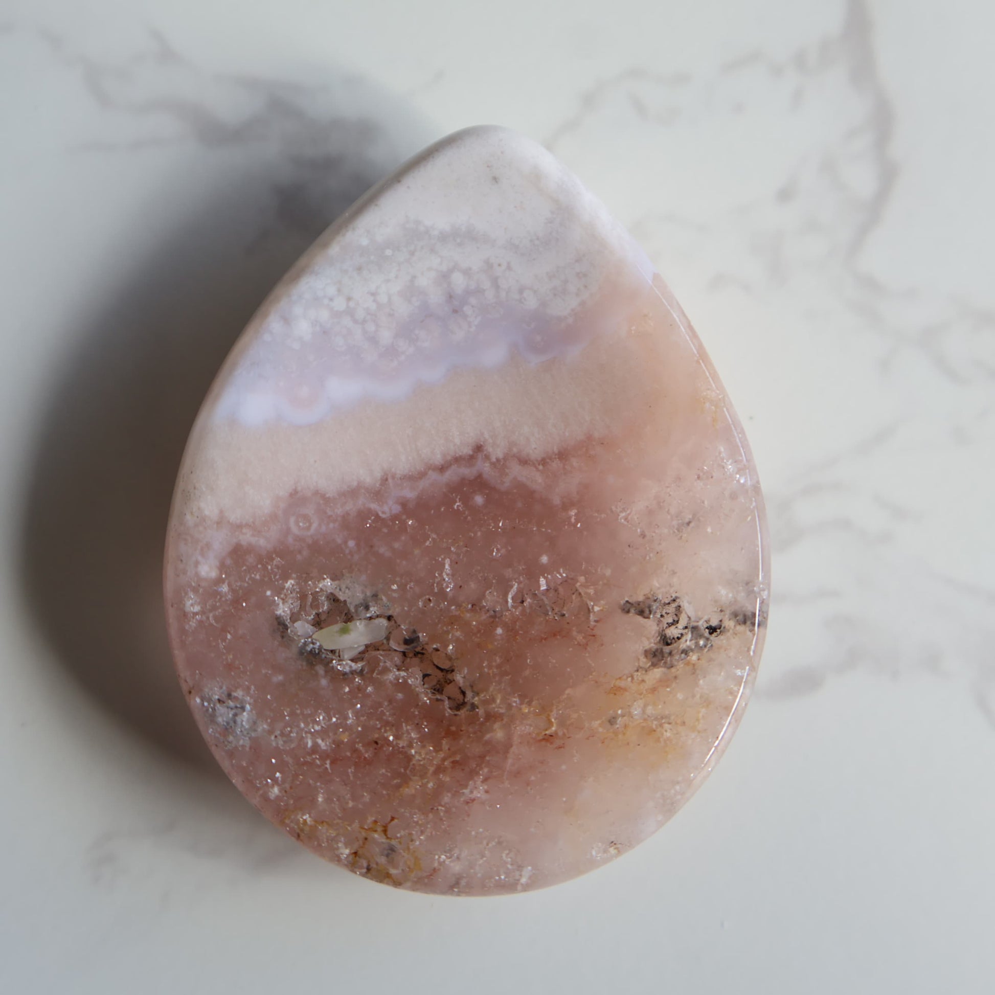 teardrop crystal worry stone flower agate thumb stone stonewild australia