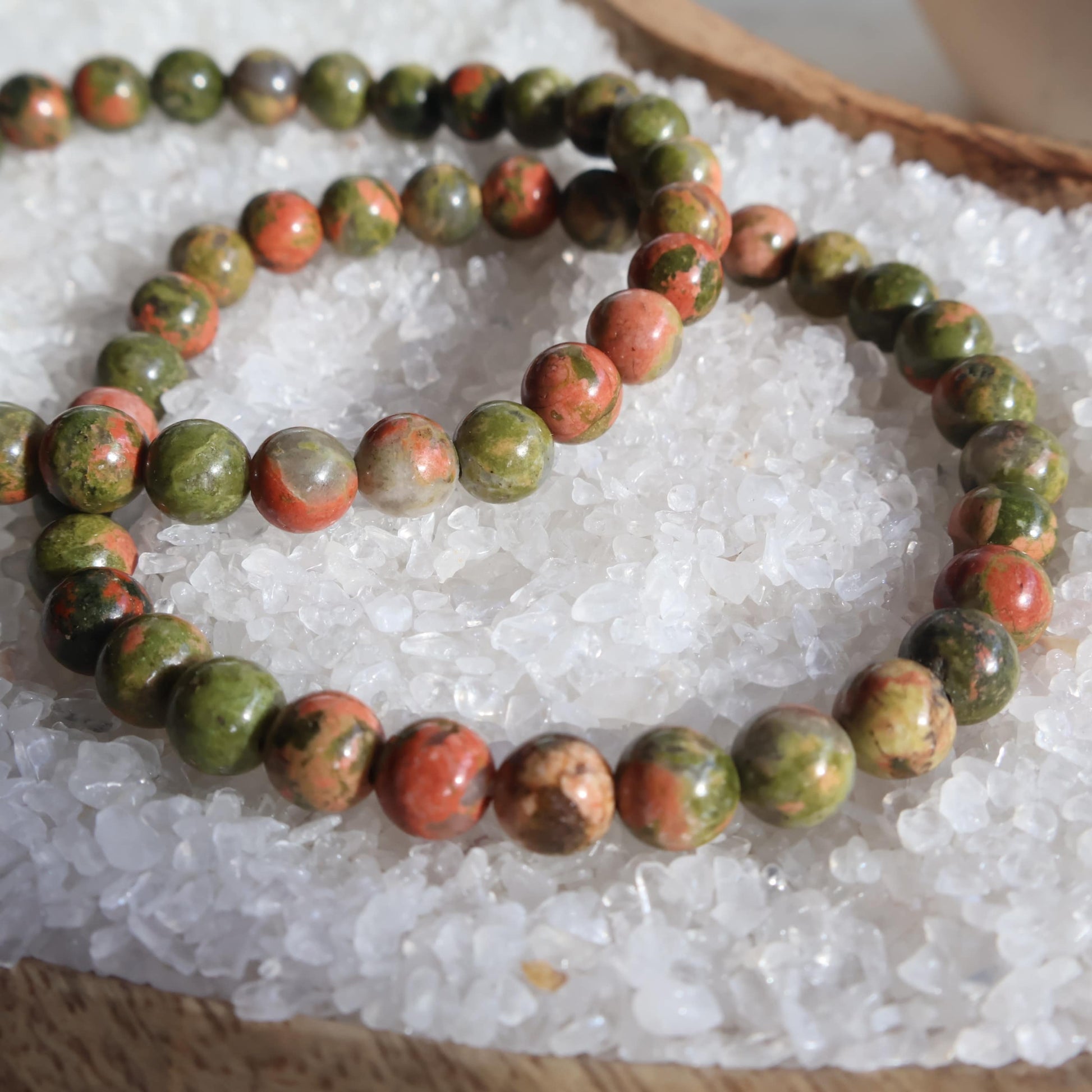 unakite 6mm bead bracelet green and pink natural stone bracelet