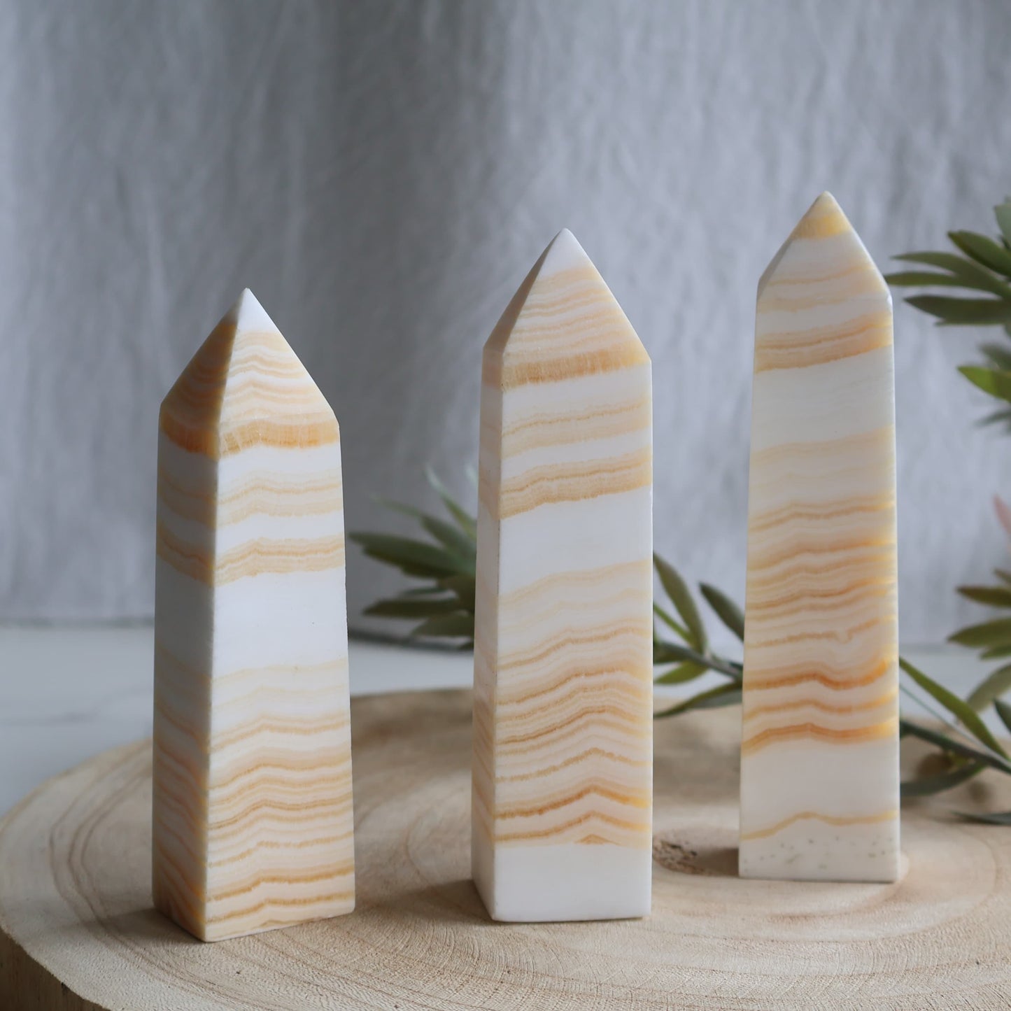 golden yellow calcite crystal obelisk banded australia